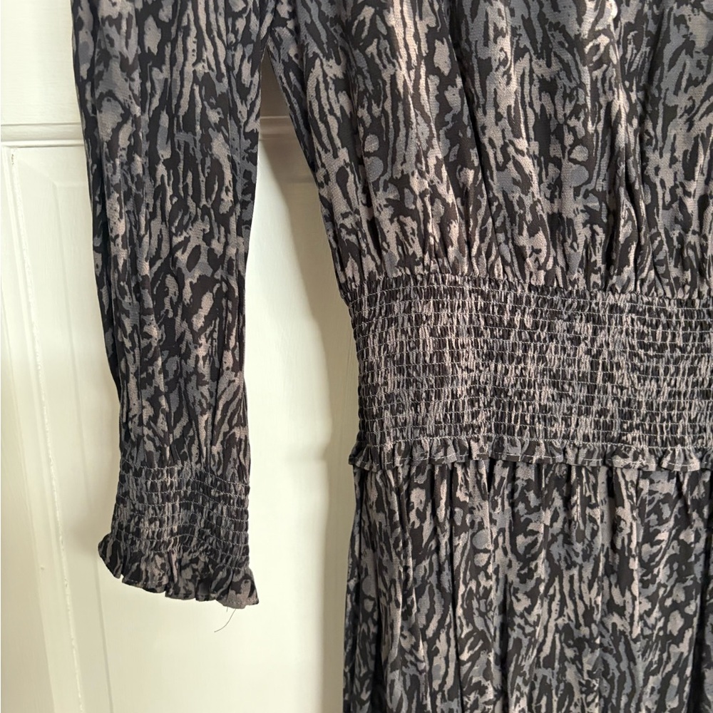 Rails Charcoal Zana Long Sleeve V-Neck Dress size S abstract animal print - Picture 4 of 15